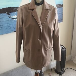 Tan Blazer with Notched Lapels and Relaxed Fit